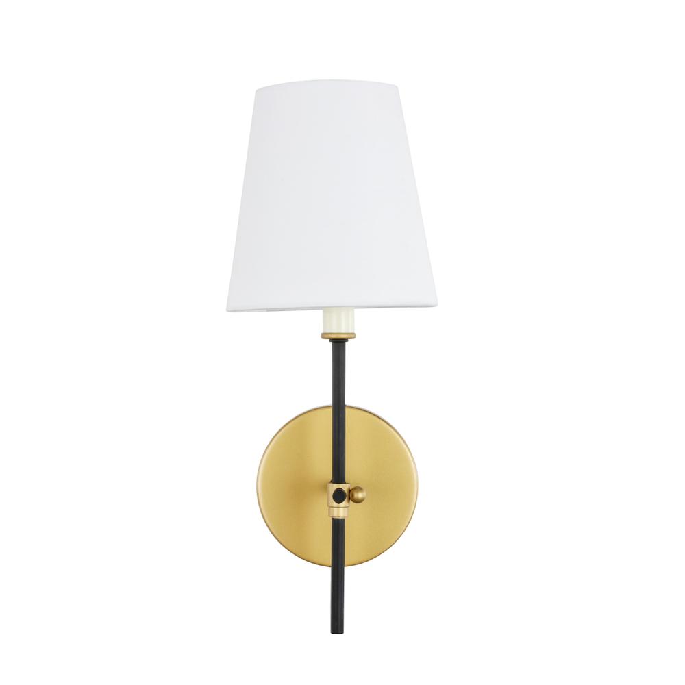 Alt View 8. Living District - Mel 1 light Brass and Black and White shade wall sconce - Brass And Black And White Shade.