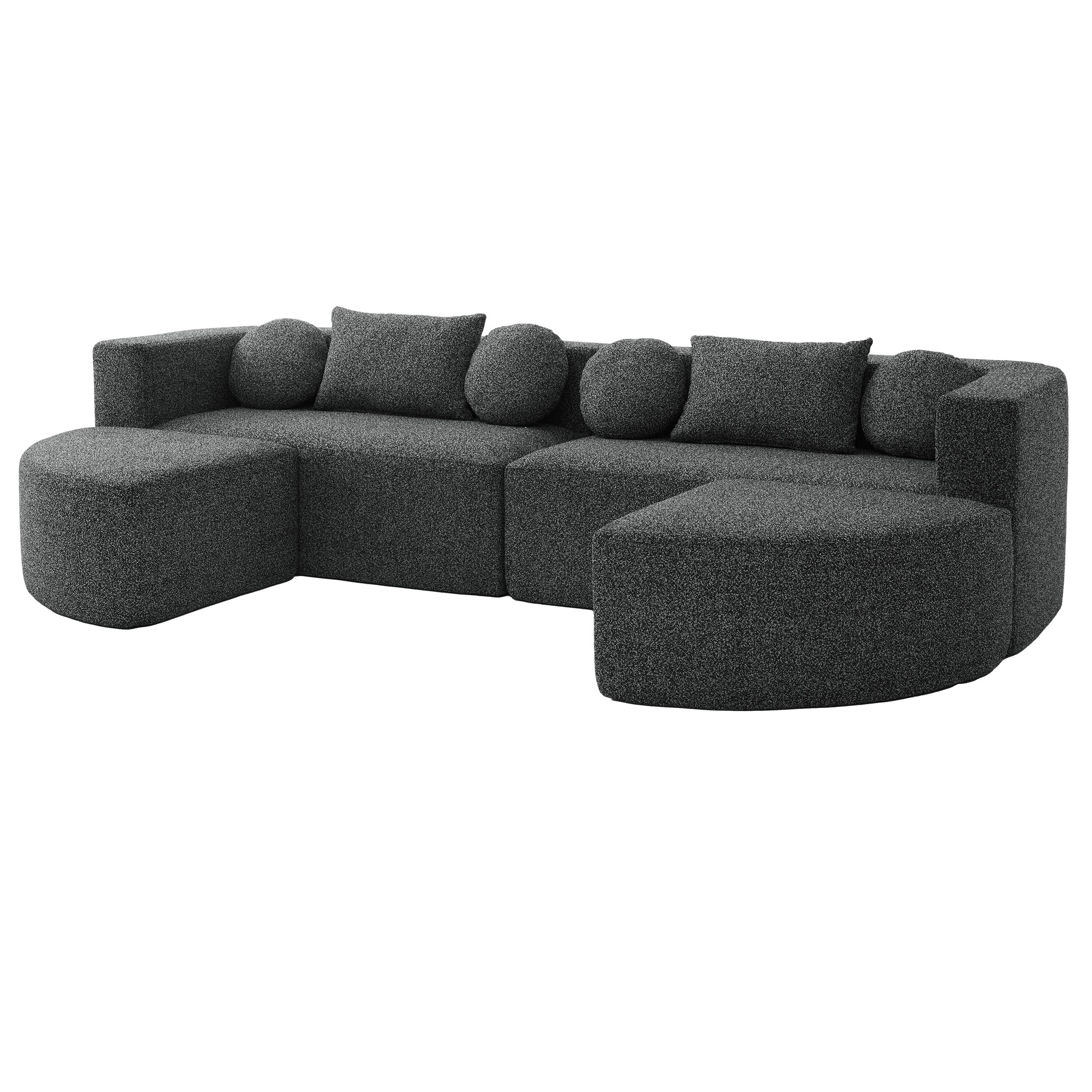 Back. Whisen - Modular Sectional Sofa Boneless Couch Sofa Bed Compression Sofa for Living Room - Black.