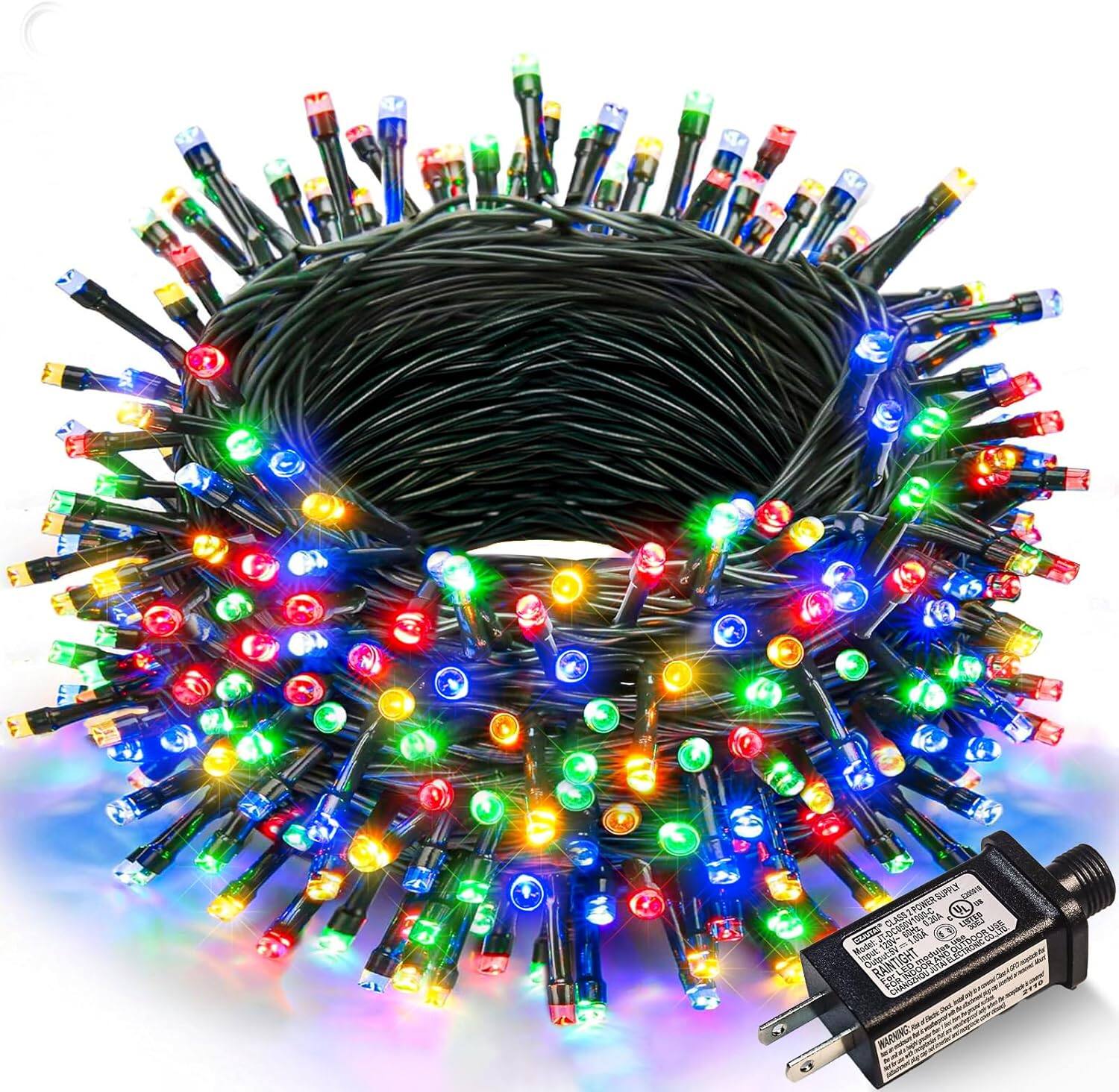 Wikistore - 100FT 300 LED Christmas Lights Outdoor Waterproof Multicolor 8 Modes Green Wire