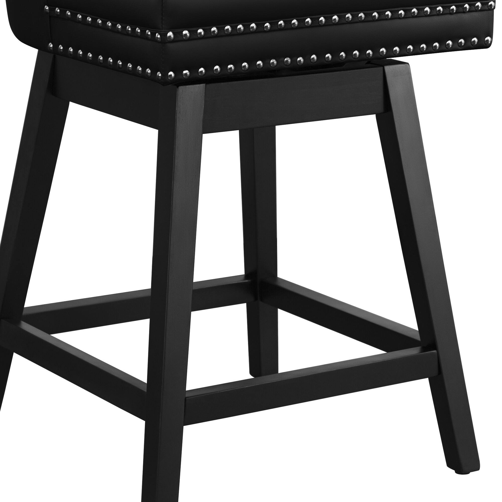 Alt View 10. KERDOM - Swivel Bar Stools with Backs, 26" Counter Barstools Set of 2, PU Leather Upholstered Kitchen Island Chairs for Home Bar - Black.