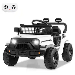 Costway - 12V Kids Ride on Truck Car Battery Powered Electric Vehicle with Remote Control - White