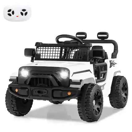 Front. Costway - Costway 12V Kids Ride on Truck Car Battery Powered Electric Vehicle with Remote Control - White.