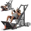 Front. FEIERDUN - 3-in-1 Leg Press Hack Squat Machine w/Stretch Board – Adjustable, Full ROM & Ultra-Quiet Pulley for Home Gym - Black.