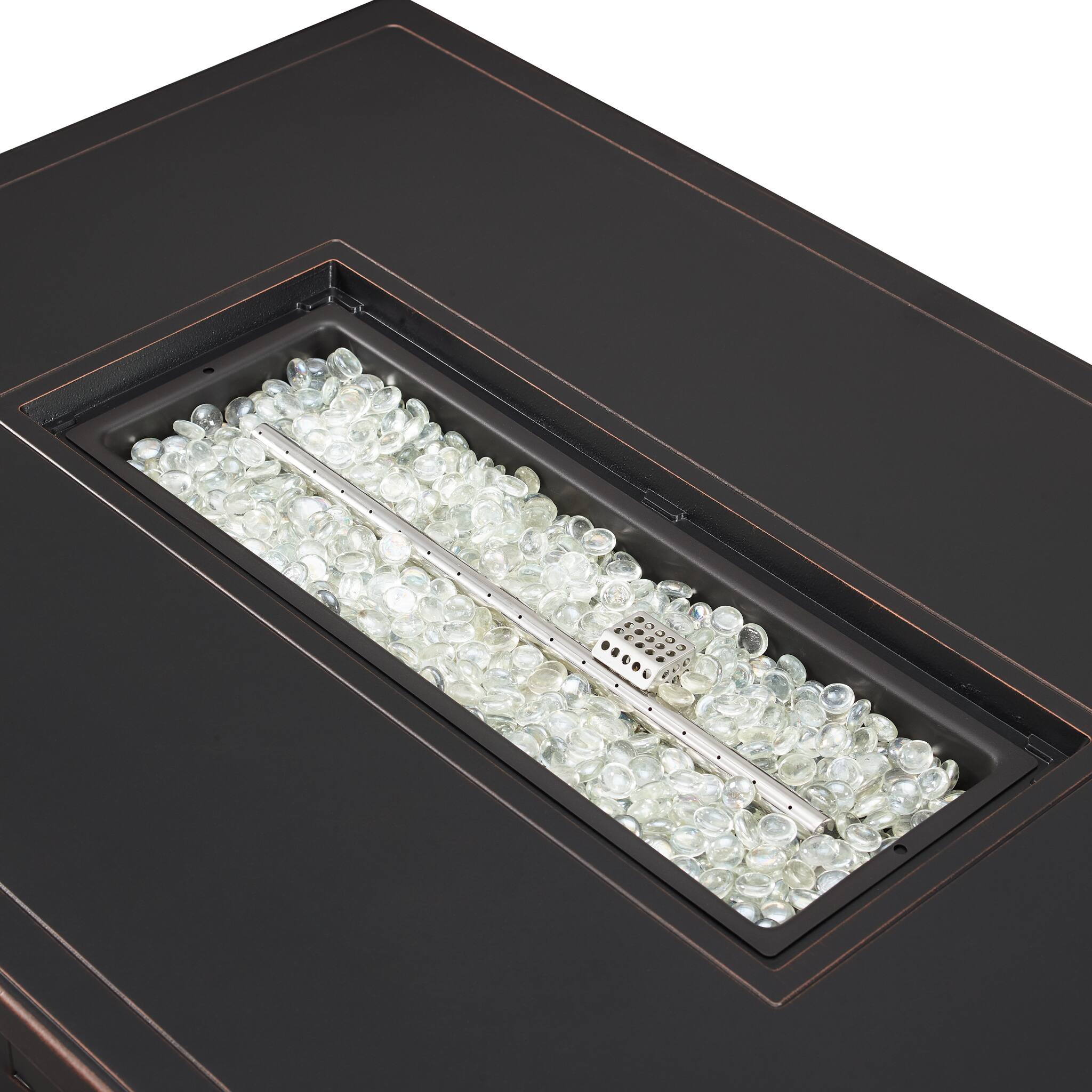 Alt View 12. Fire Sense - Preston Rectangular Aluminum LPG/NG Fire Pit - Antique Bronze.