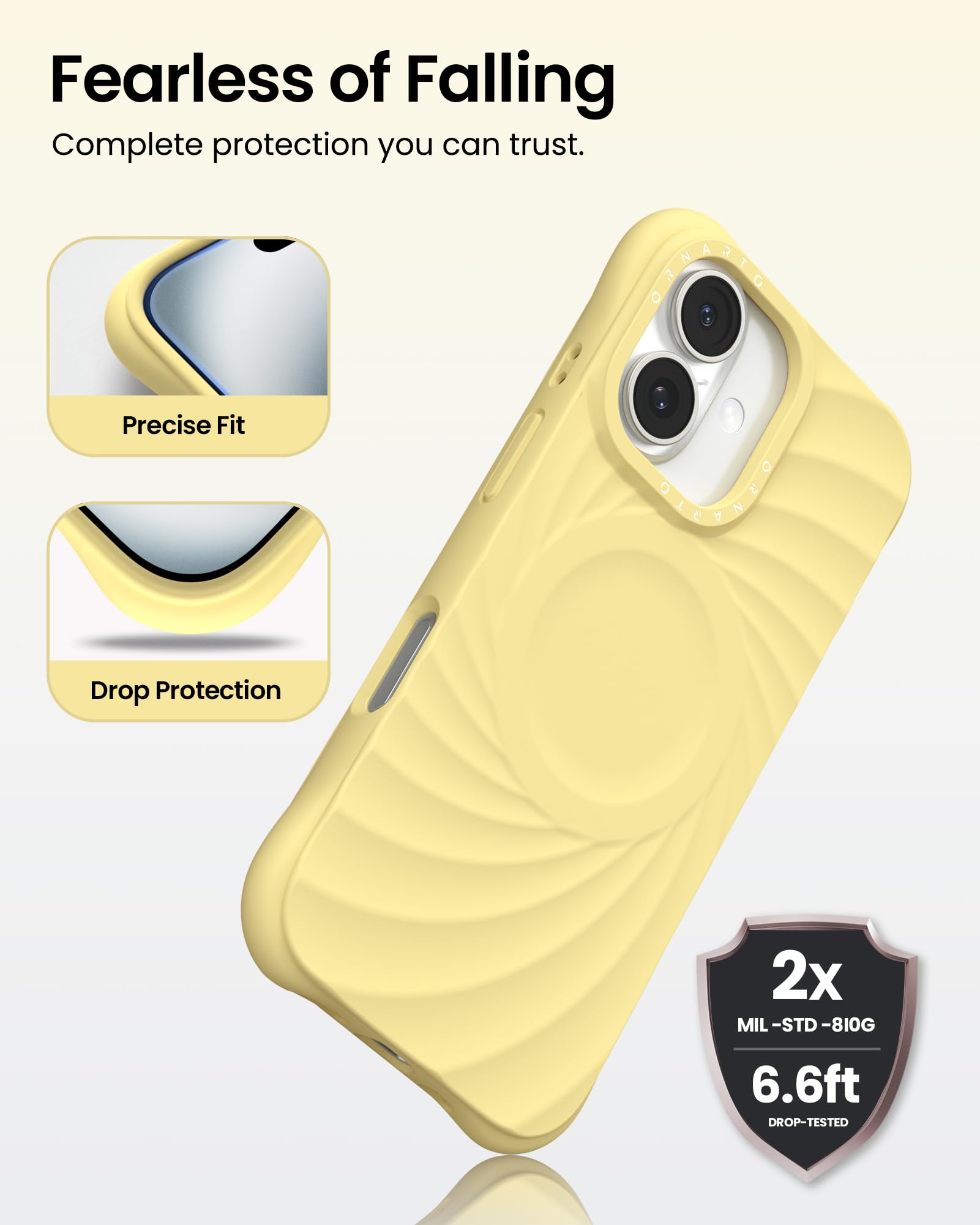 Fearless of Falling Complete protection you can trust. S Precise Fit P Drop Protection 2x MIL-STD-810G 6.6ft DROP-TESTED