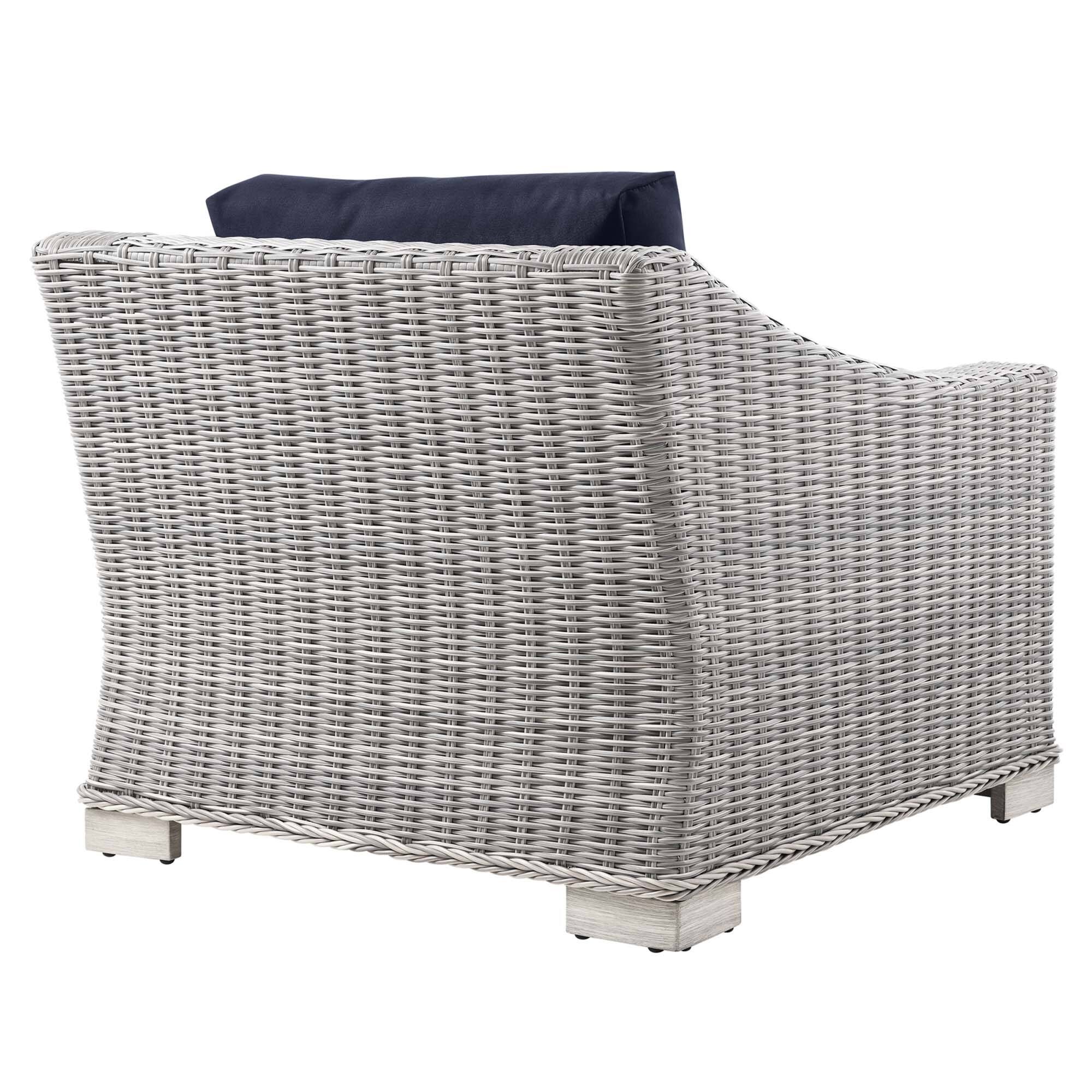 Left. Modway - Conway Outdoor Patio Wicker Rattan Armchair - Light Gray Navy.