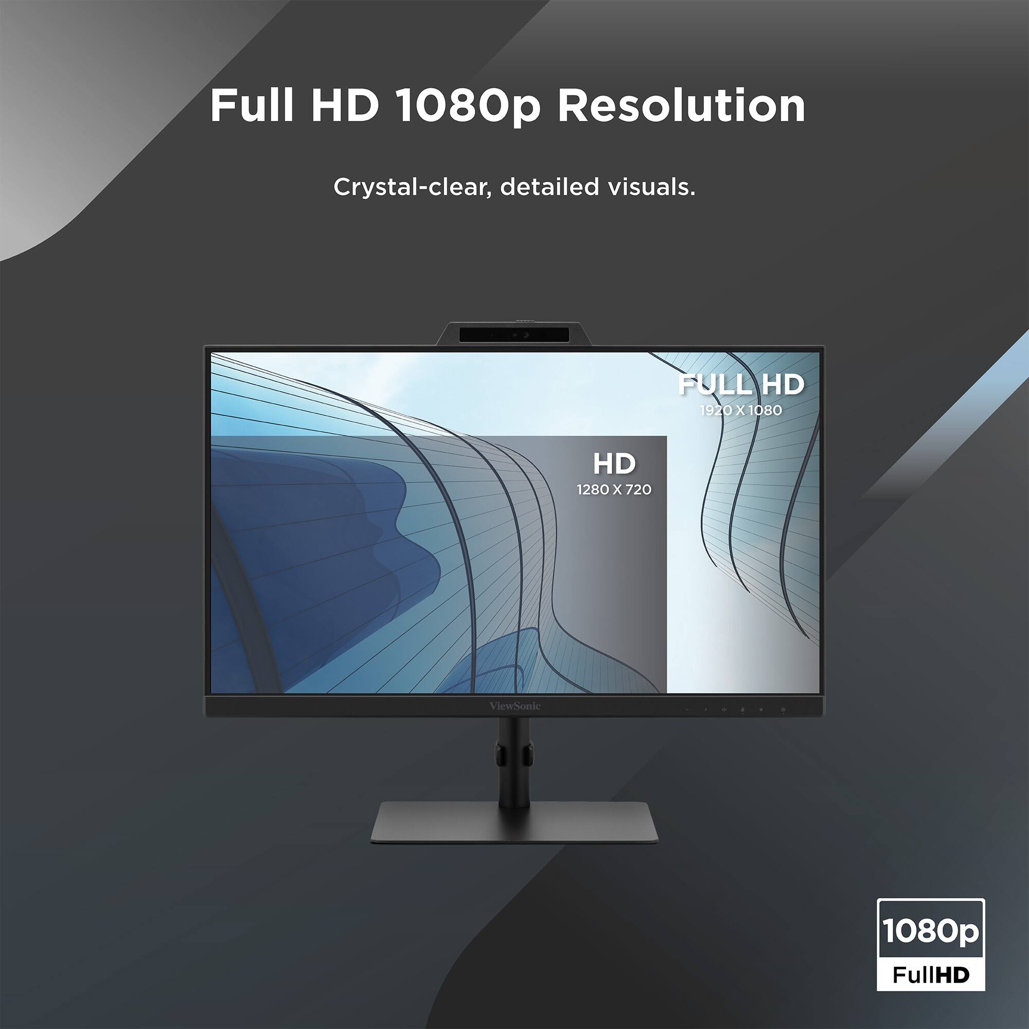 Full HD 1080p Resolution  
Crystal-clear, detailed visuals.  

FULL HD 1920 X 1080  
HD 1280 x 720  

ViewSonic 1080p FullHD