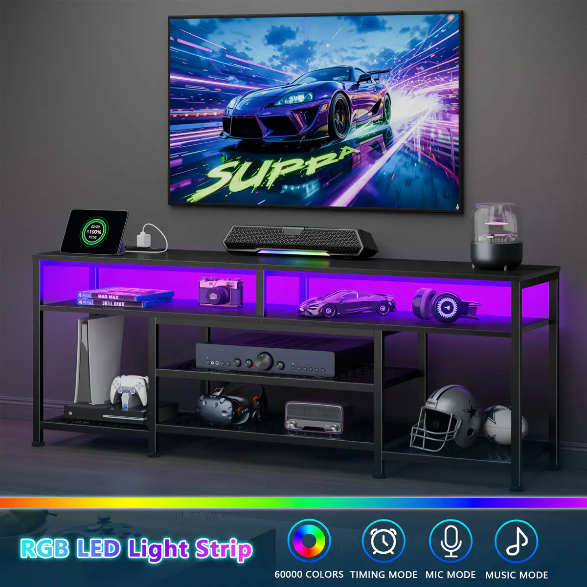 - 100% 
- SUPRA RGB LED Light Strip 
- 60000 COLORS 
- TIMING MODE 
- MIC MODE 
- MUSIC MODE