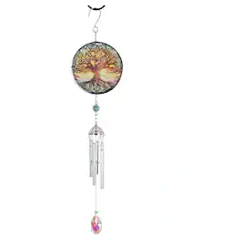 FC Design - 21" Long Tree of Life Silhouette Scene Wind Chime Outdoor Patio or Garden Hanging Decoration - Multi-Color