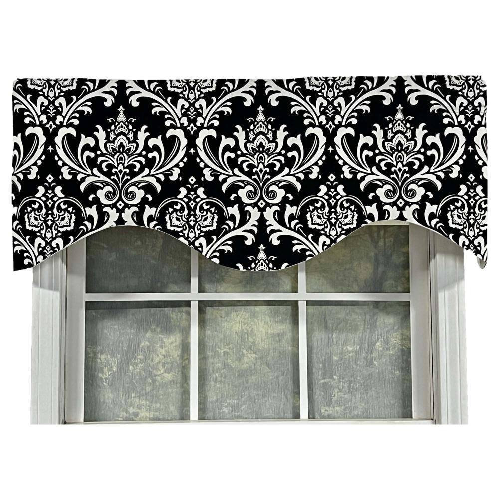 Front. RLF Home - RLF Home 70% Polyester 30% Cotton Ozbourne Cornice Syel 3" Rod Pocket Valance 50" x 17" Black - Black.