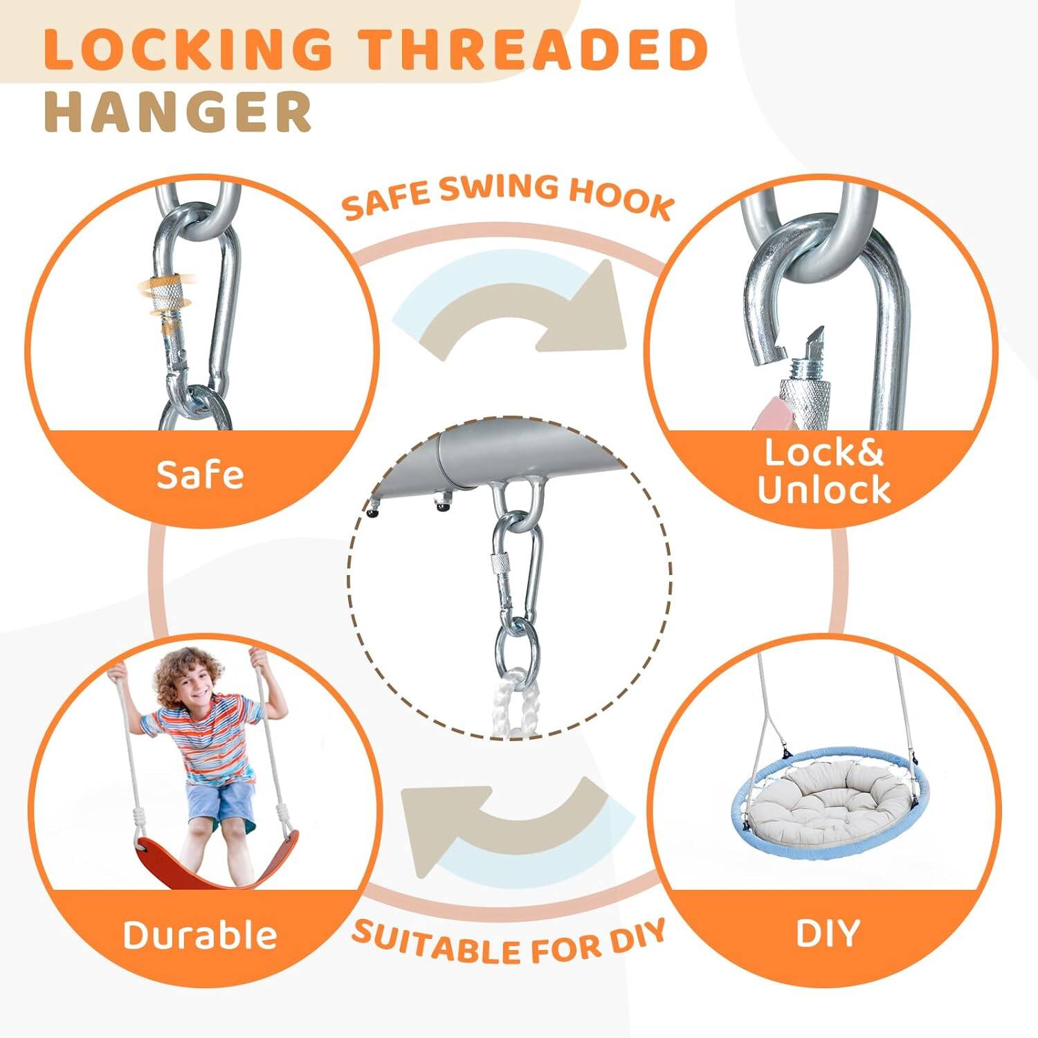 LOCKING THREADED HANGER  
SAFE SWING HOOK  
Safe  
Lock & Unlock  
Durable  
SUITABLE FOR DIY  
DIY