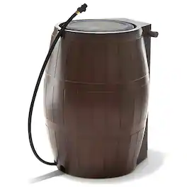 FCMP Outdoor - RC4000 50 Gallon Outdoor Rain Water Catcher Barrel Container - Brown