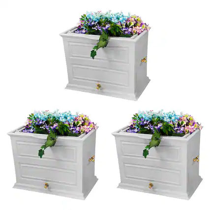 Front. Good Ideas - Good Ideas Savannah 42 Gal Flatback Colonial Style Rain Barrel Planter (3 Pack).