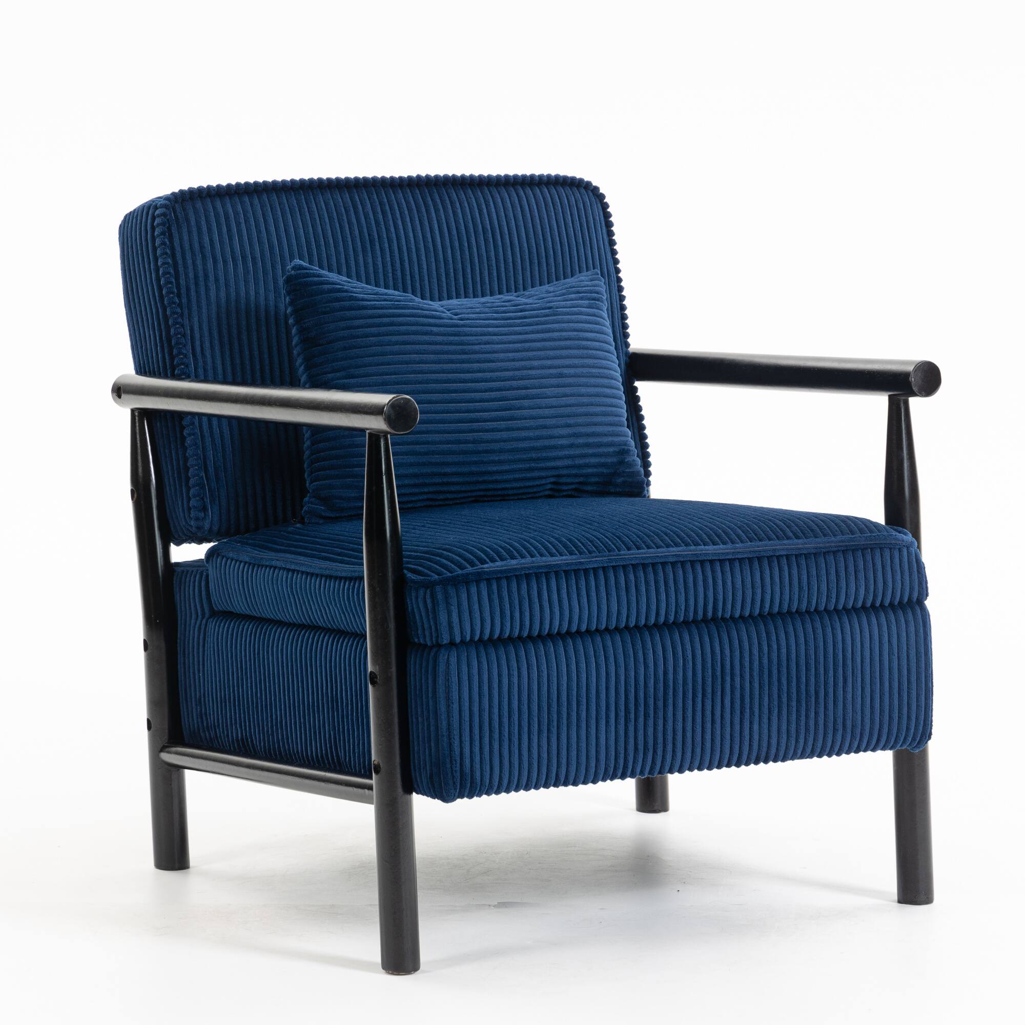 Alt View 4. GOODSILO - Modern Upholstered Accent Armchair with Hidden Storage and Waist Support Cushion for Living Room Bedroom - Antique Blue.