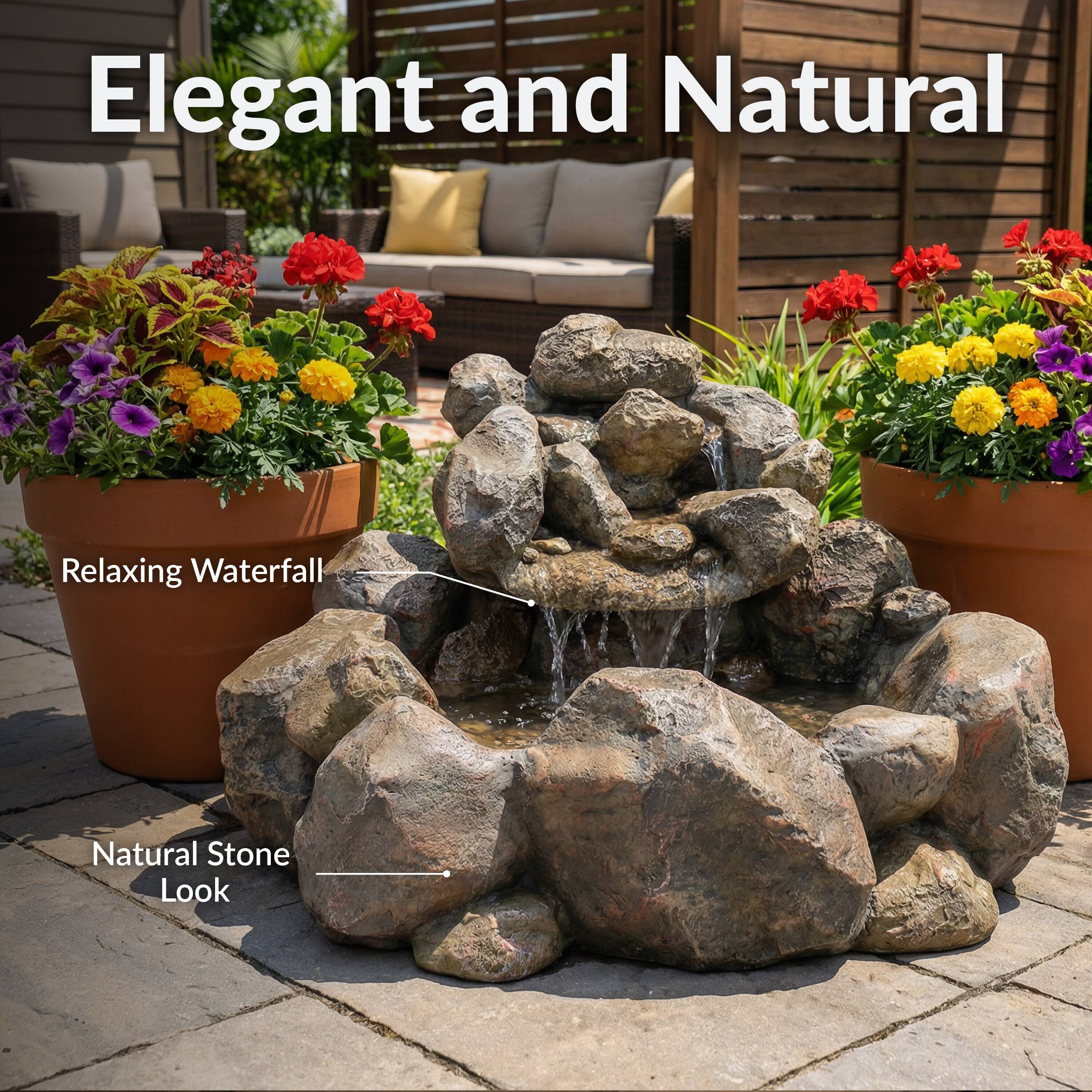 Elegant and Natural

Relaxing Waterfall

Natural Stone Look