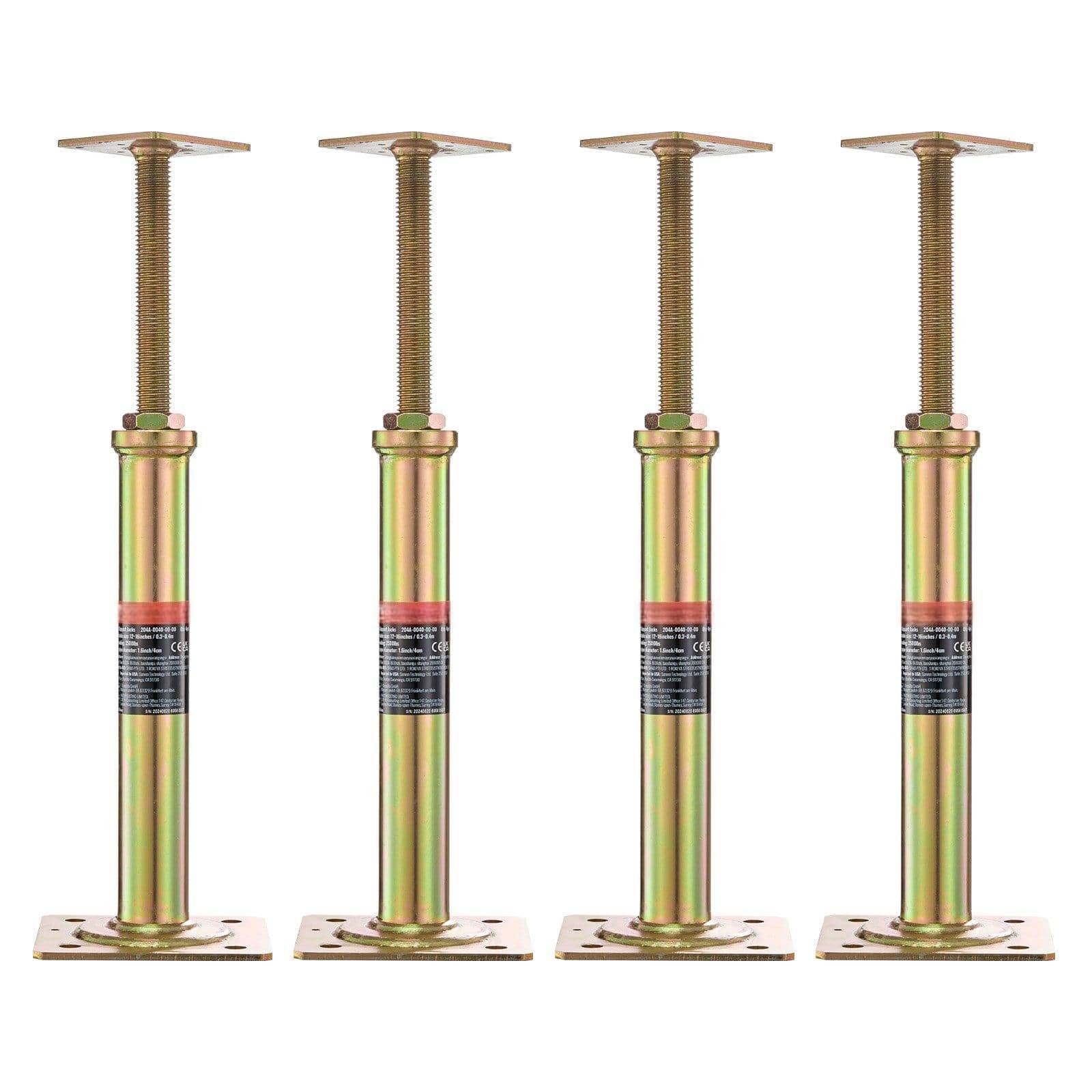 Glintex - House Floor Jacks 4 Pack Adjustable Support Posts 11.6-16 in Height 2500 lbs Capacity Per Unit