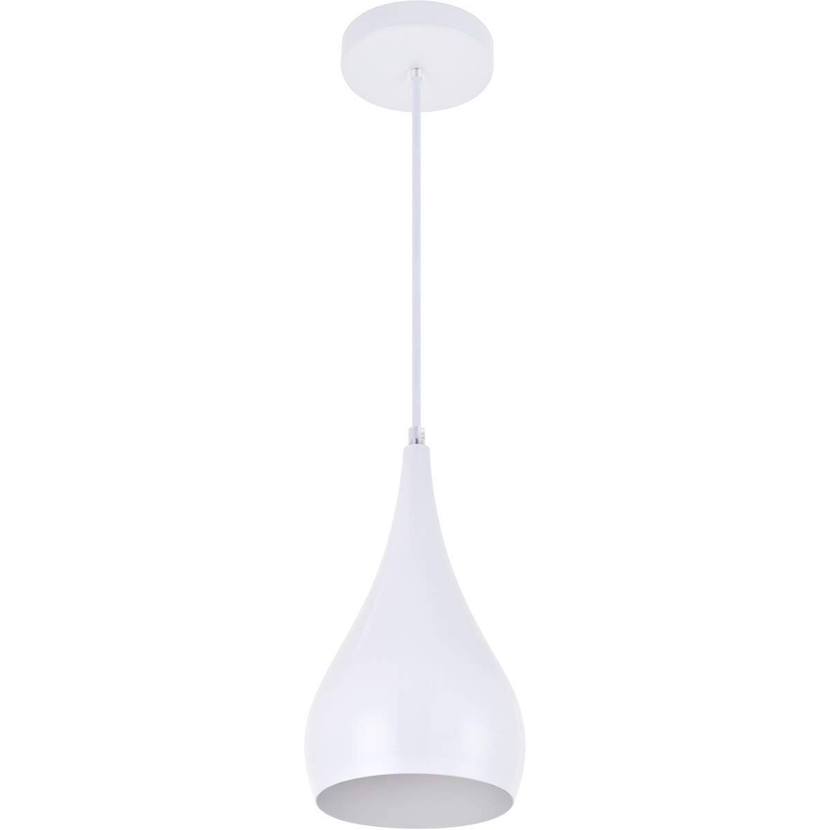 Alt View 3. Living District - Nora 1 Light White Pendant - White.