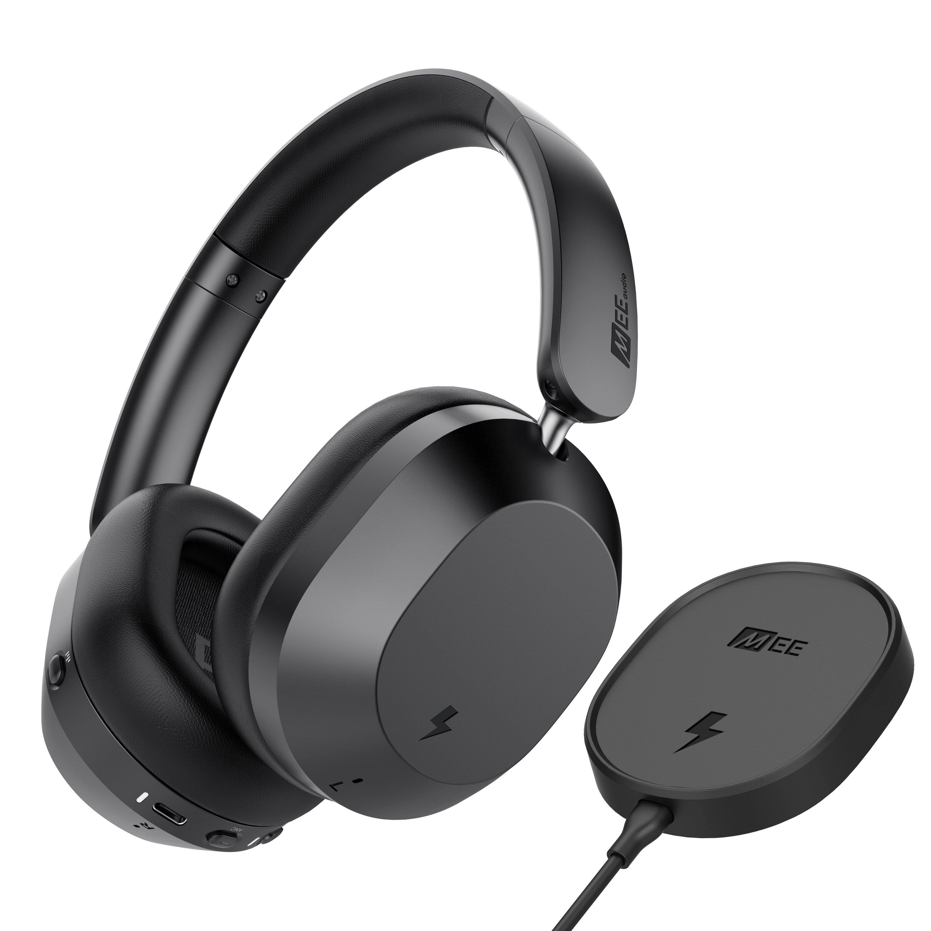 MEE audio - Cinema 3D Noise Canceling Bluetooth Over-the-Ear Headphone with Charging Pad & Spatial Audio for Bluetooth Enabled TVs - Black