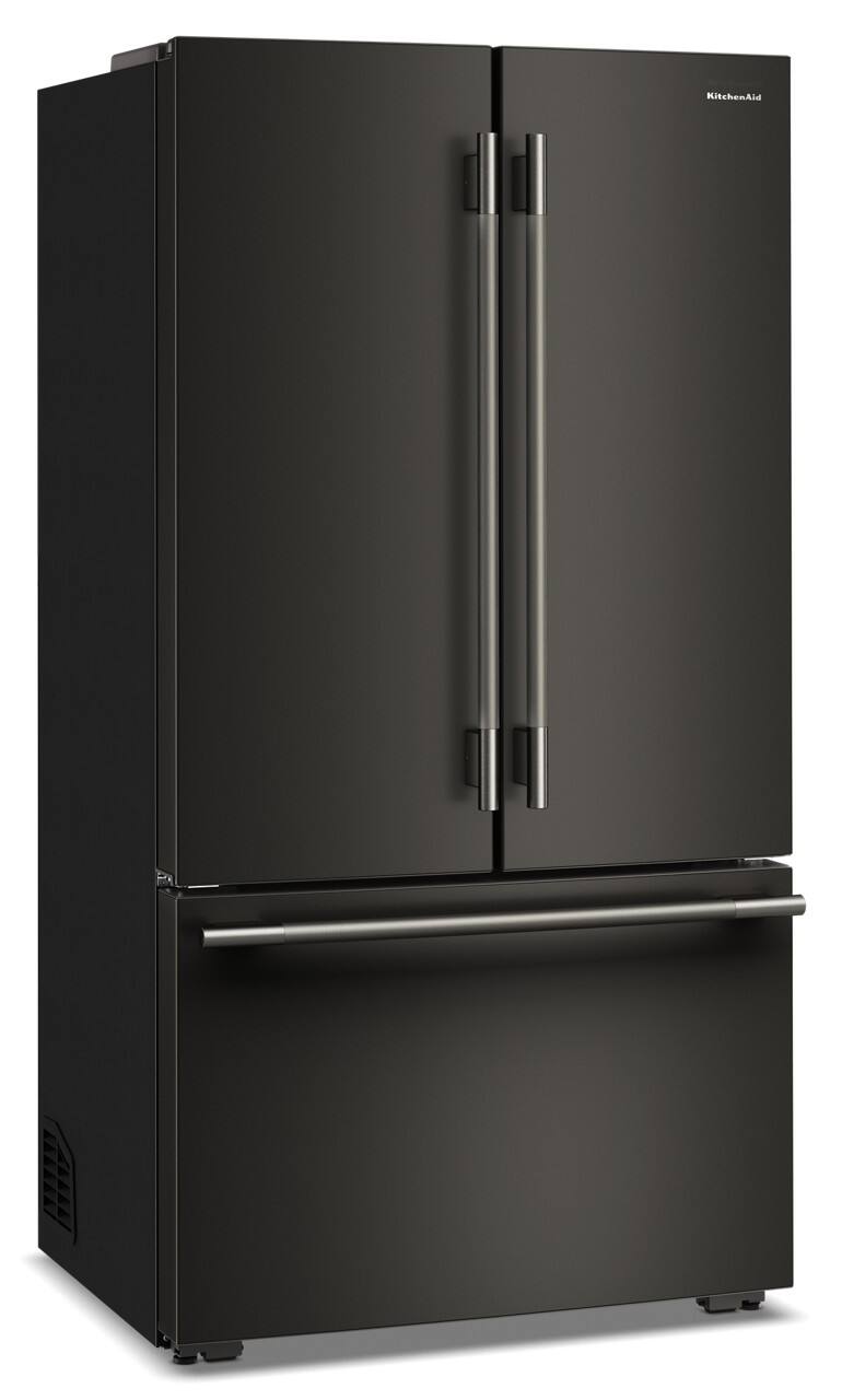 Angle. KitchenAid - 24 Cu. Ft. French Door Counter-Depth Refrigerator  with Internal Water Dispenser - Black Ore.