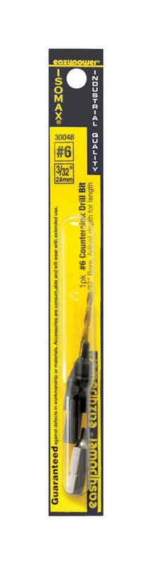 eazypower ISOMAX INDUSTRIAL 30048 #6 COUNTERSINK DRILL BIT  
3/32" (24mm) Bit Length  
Extended Depth  
Adjustable for Length  
9" Bore  
1pk  
132" Consumable  
Accessories  
Materials or Workmanship Defects in Workmanship Against Jamor Guaranteed  
Easy to Use