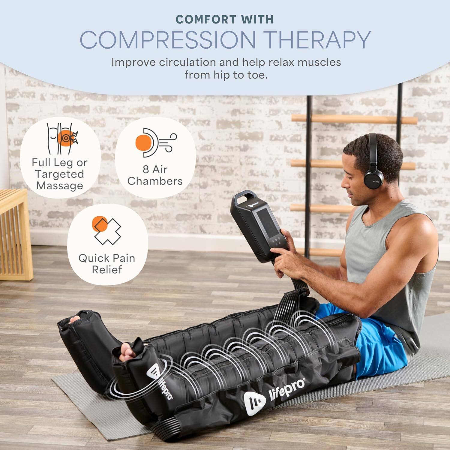 LifePro Leg Compression Massager Air Compression System for Full Leg ...