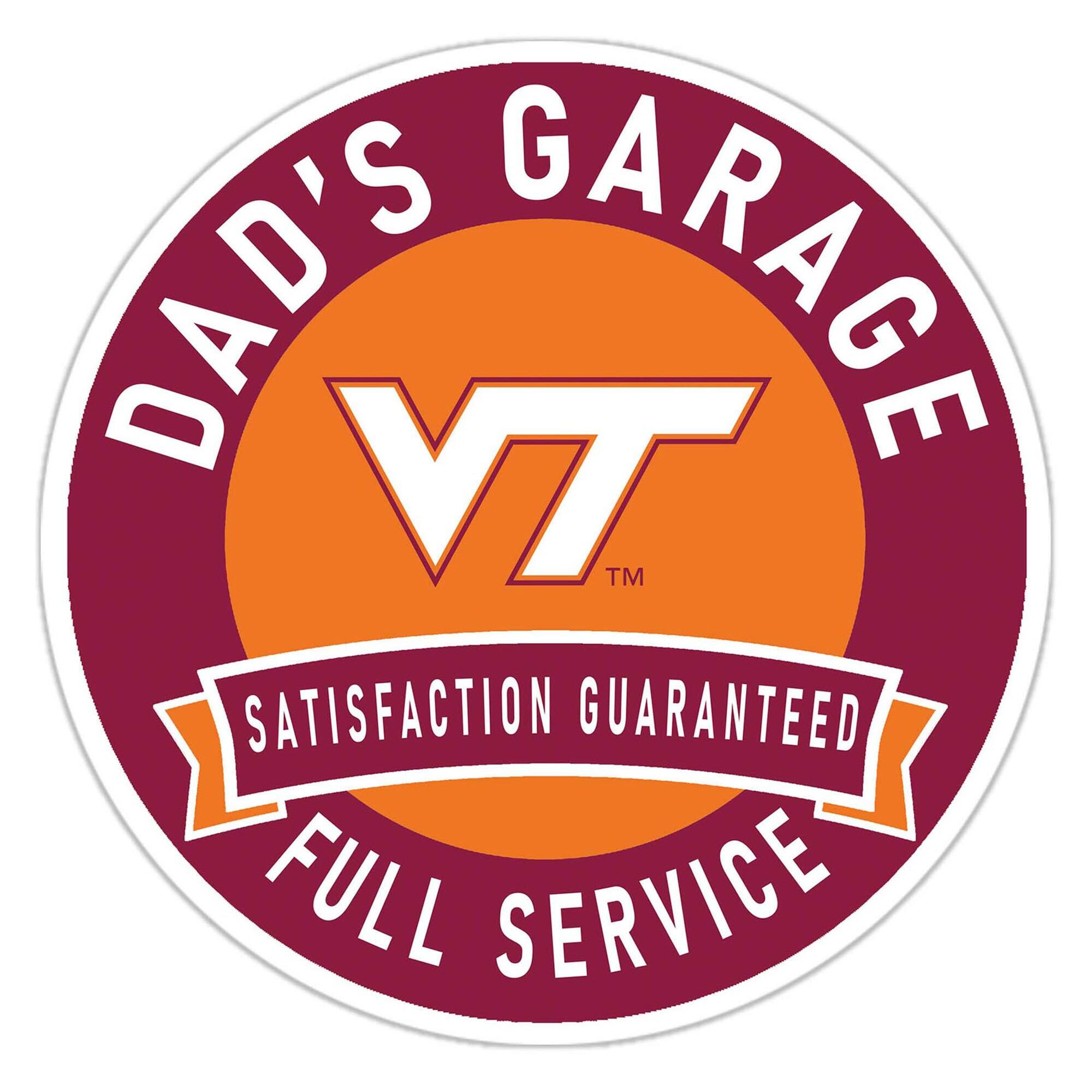 Virginia Tech Hokies 16" Dad's Garage Wood Sign