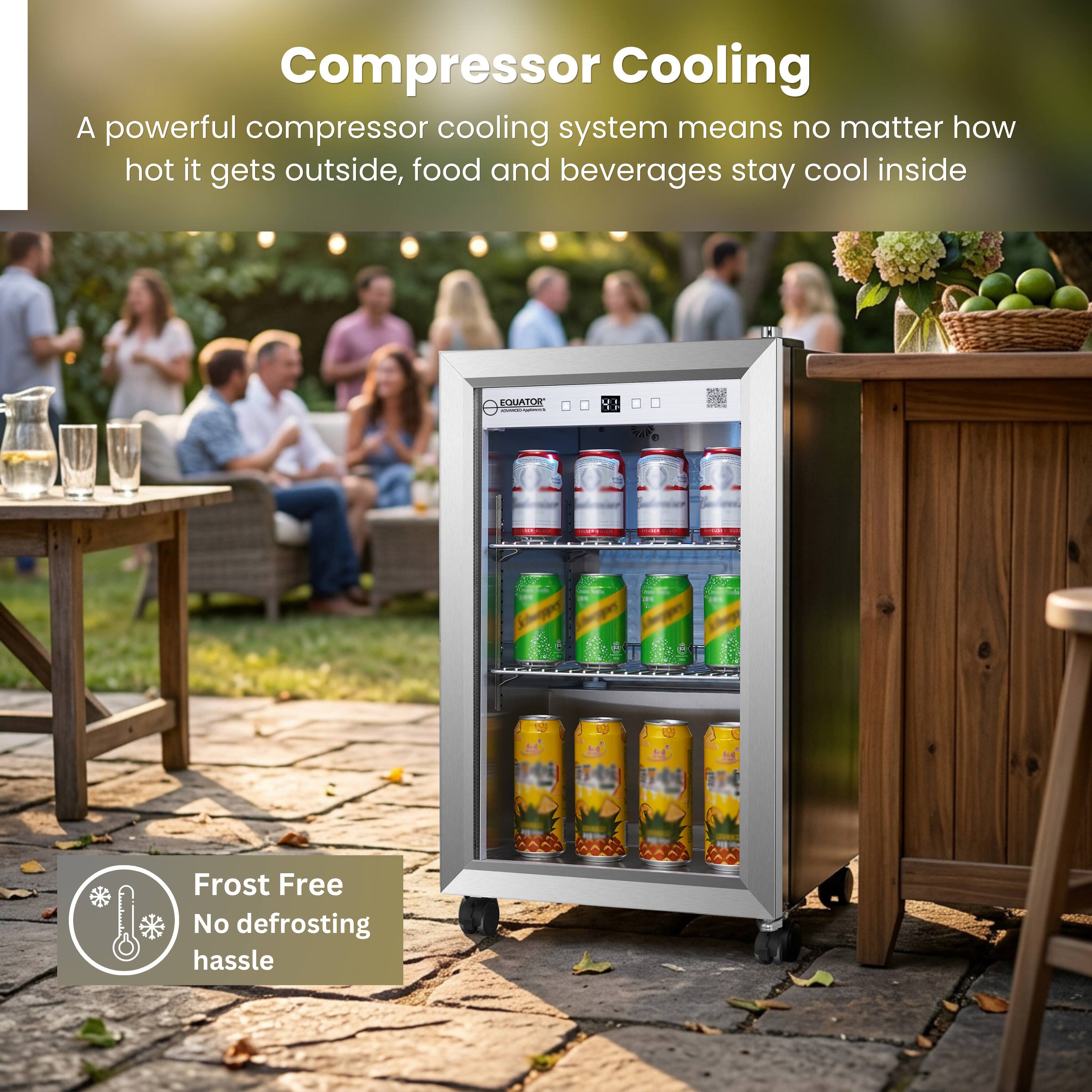 Compressor Cooling  
A powerful compressor cooling system means no matter how hot it gets outside, food and beverages stay cool inside.

Frost Free  
No defrosting hassle