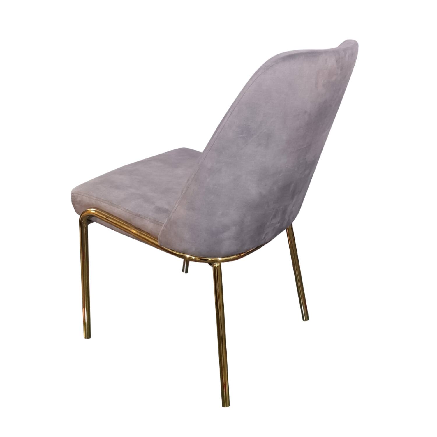 Alt View 7. LeisureMod - Lumen Modern Upholstered Dining Chair with Curved Back & Gold Steel Legs - Accent Side Chair - Grey Boucle.