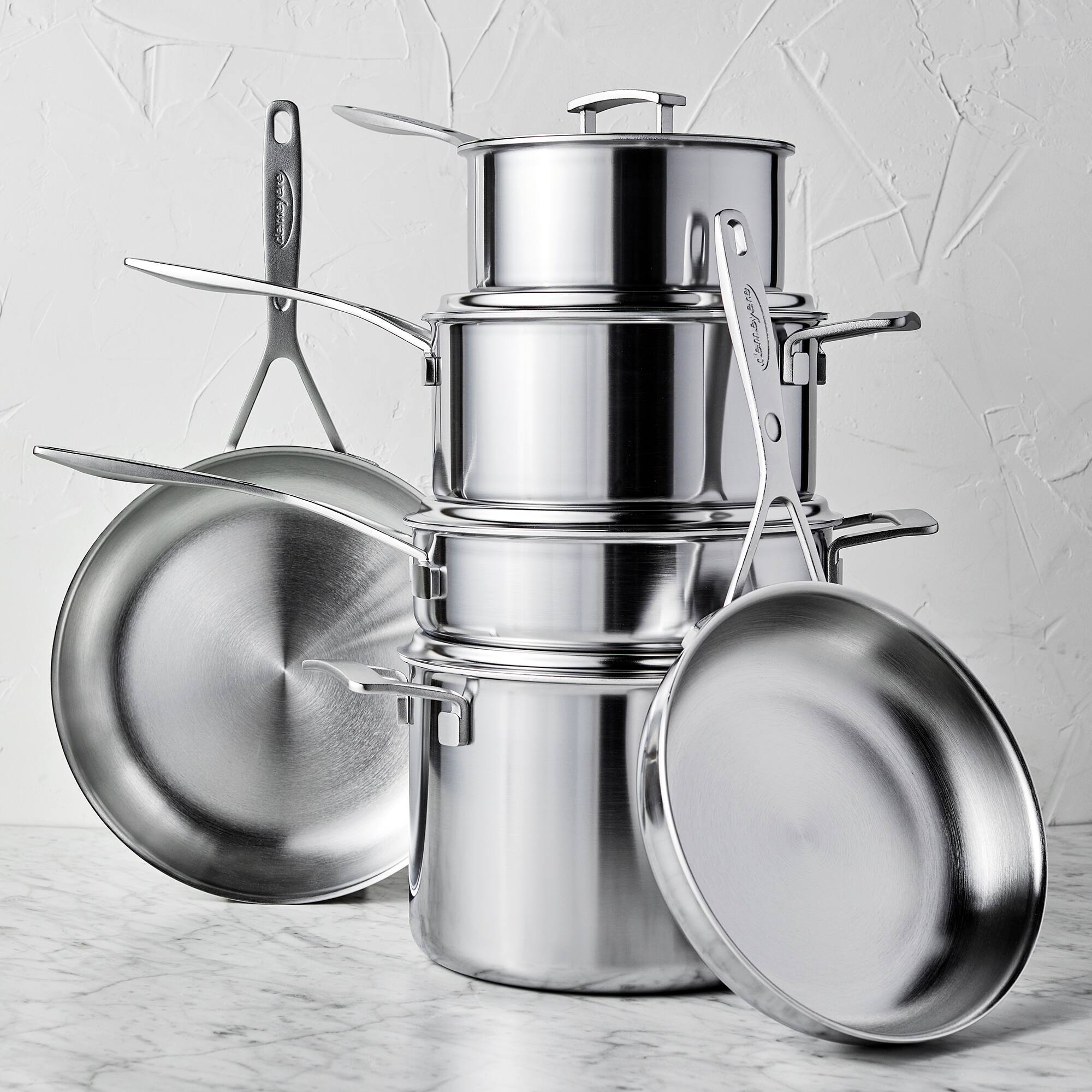 Alt View 3. Demeyere - Demeyere Industry 5-Ply 10-pc Stainless Steel Cookware Set - Stainless Steel.