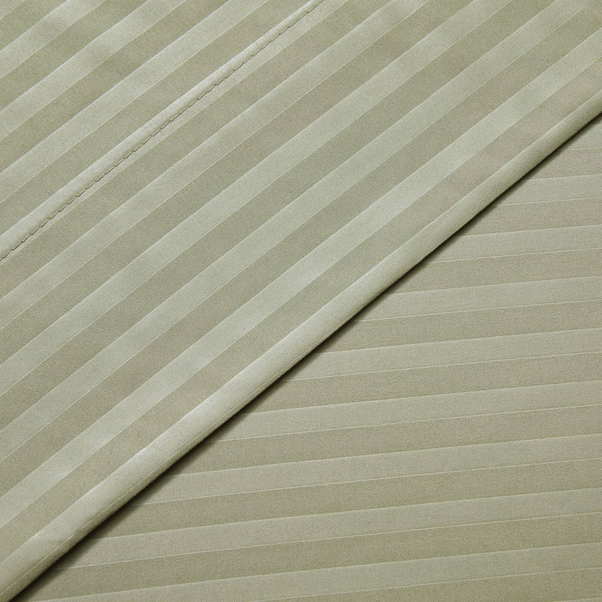 Left. Sweet Home Collection - 6 Piece Embossed Dobby Stripe Sheet Set, Double Brushed Microfiber, Full - Sage.