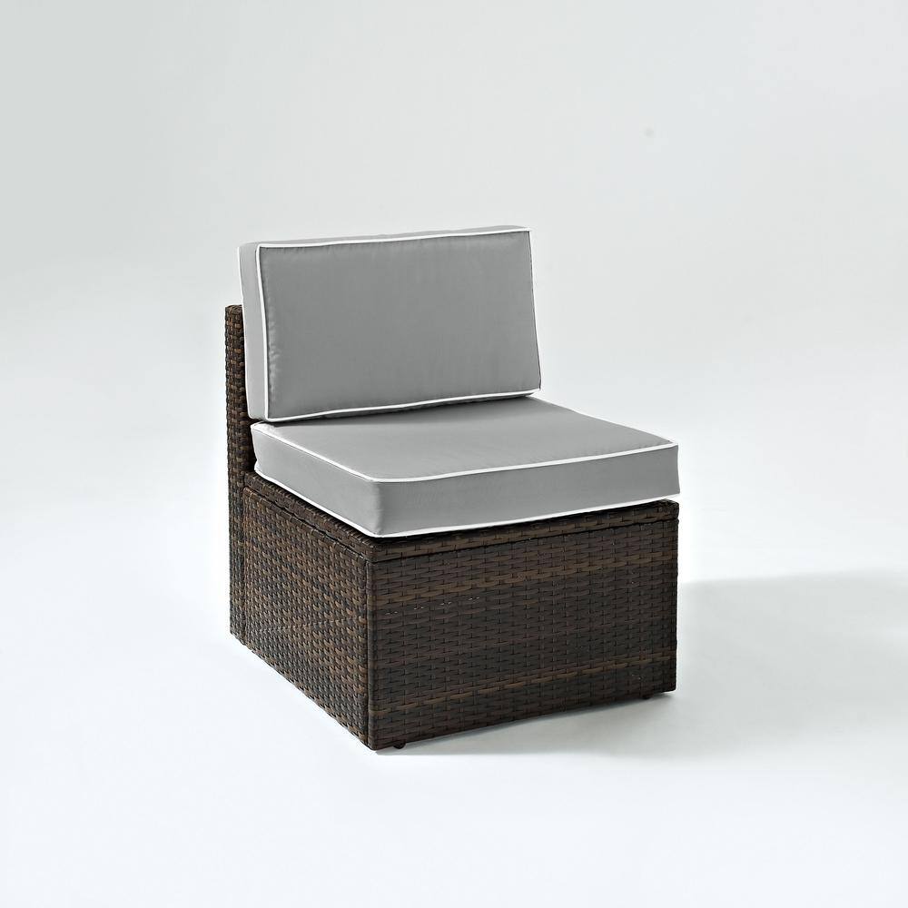 Alt View 2. Crosley Furniture - Palm Harbor Wicker Armless Outdoor Sectional Chair - Gray.