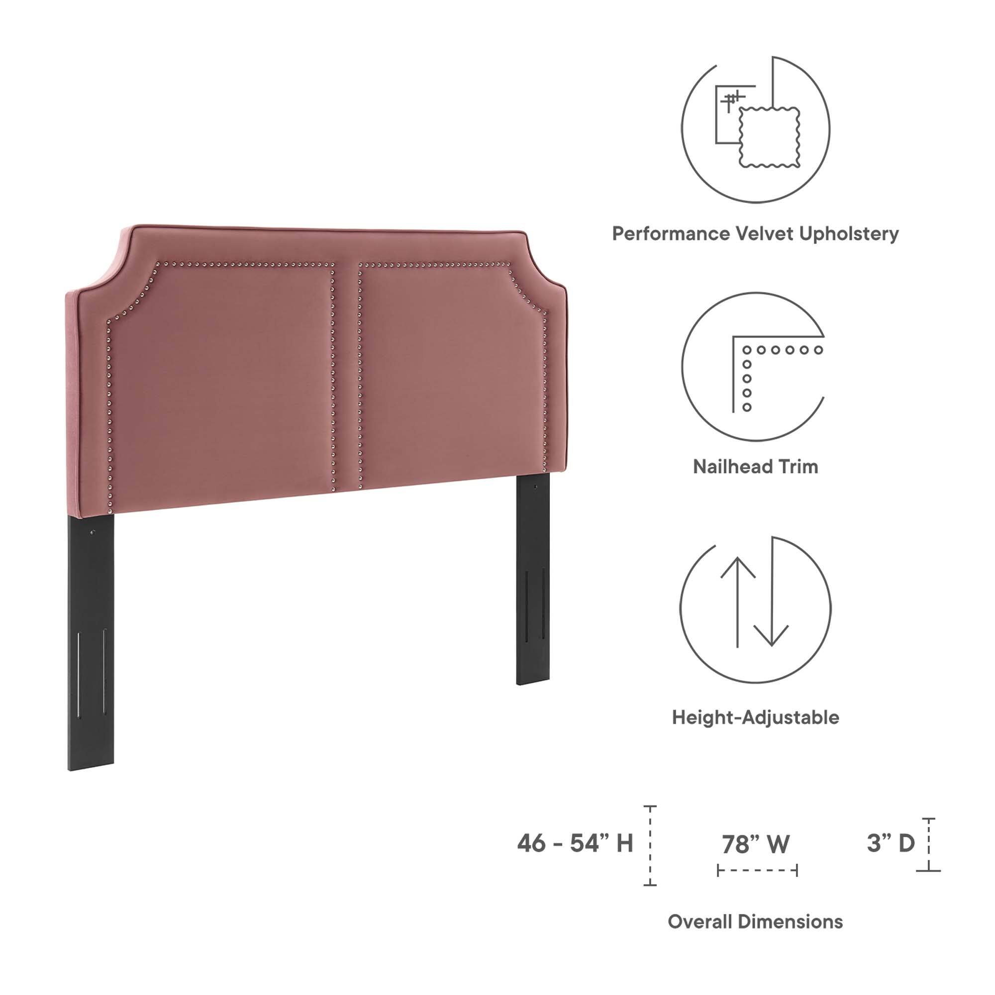 Performance Velvet Upholstery  
Nailhead Trim  
Height-Adjustable  

Overall Dimensions:  
46 - 54" H  
78" W  
3" D