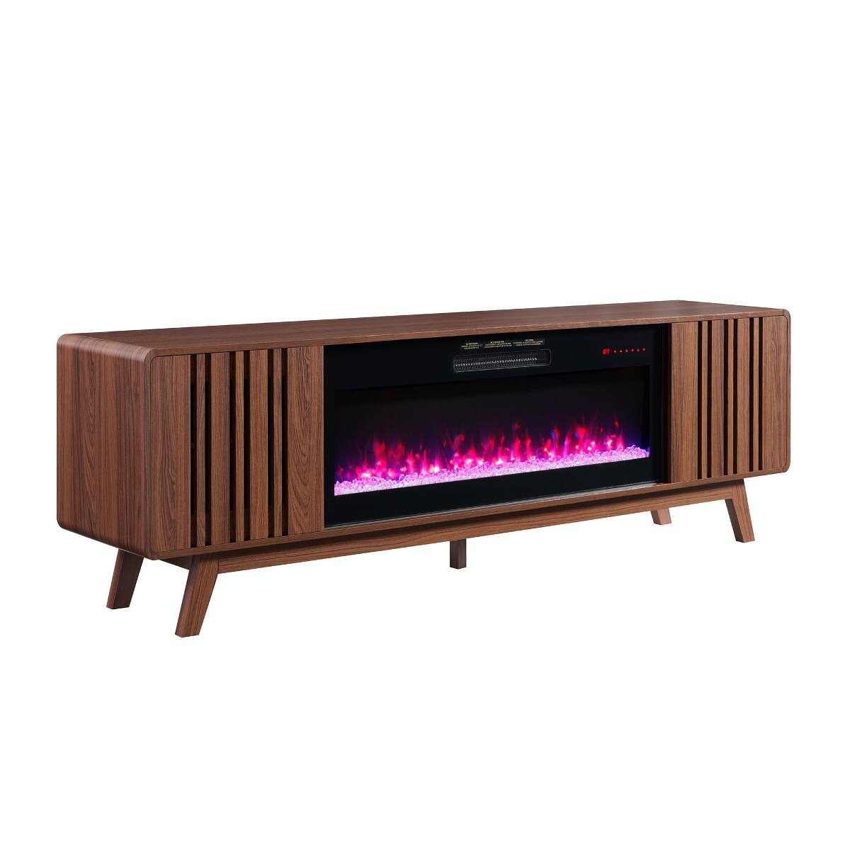 Back. Loheer - Loheer 78 inch electric fireplace tv stand for 85 inch tv, Walnut - Walnut.