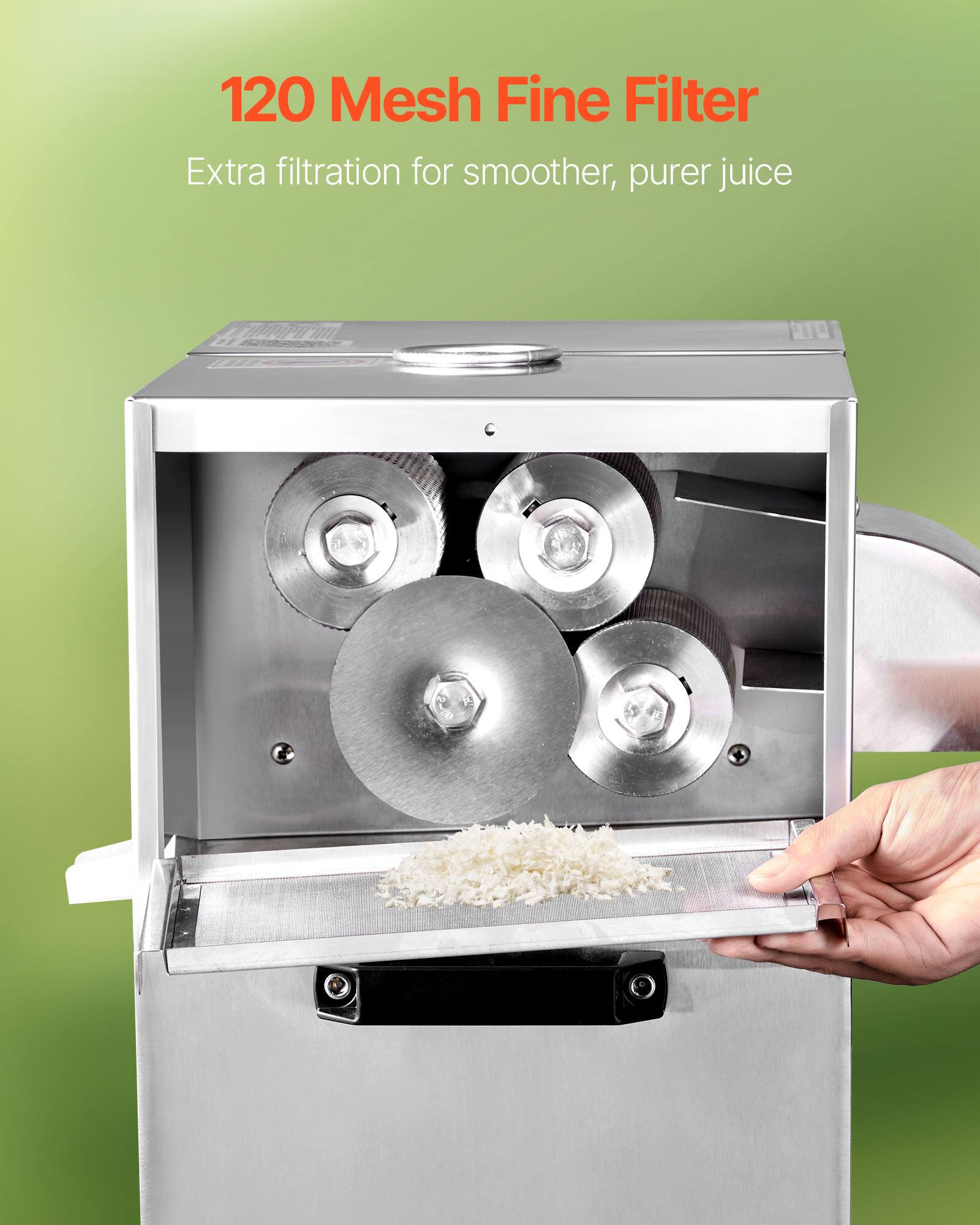 120 Mesh Fine Filter  
Extra filtration for smoother, purer juice