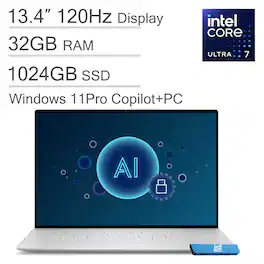 Dell - Upgraded - XPS 13 9350 13.4" FHD+ 120Hz AI PC Laptop - Copilot+ PC - Intel Core Ultra 7 258V - 32GB RAM - 1TB SSD - Windows 11 Pro - Platinum