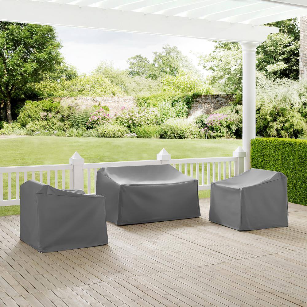 Alt View 2. Crosley Furniture - 3Pc Outdoor Furniture Cover Set - Loveseat & 2 Chairs - Gray.