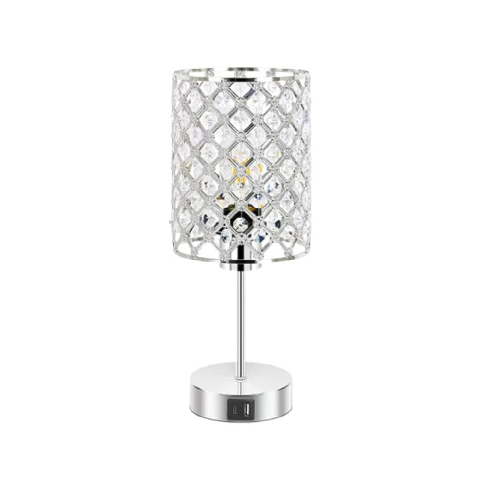Crescents Edge - Crystal Diamond Touch Table Lamp - Silver