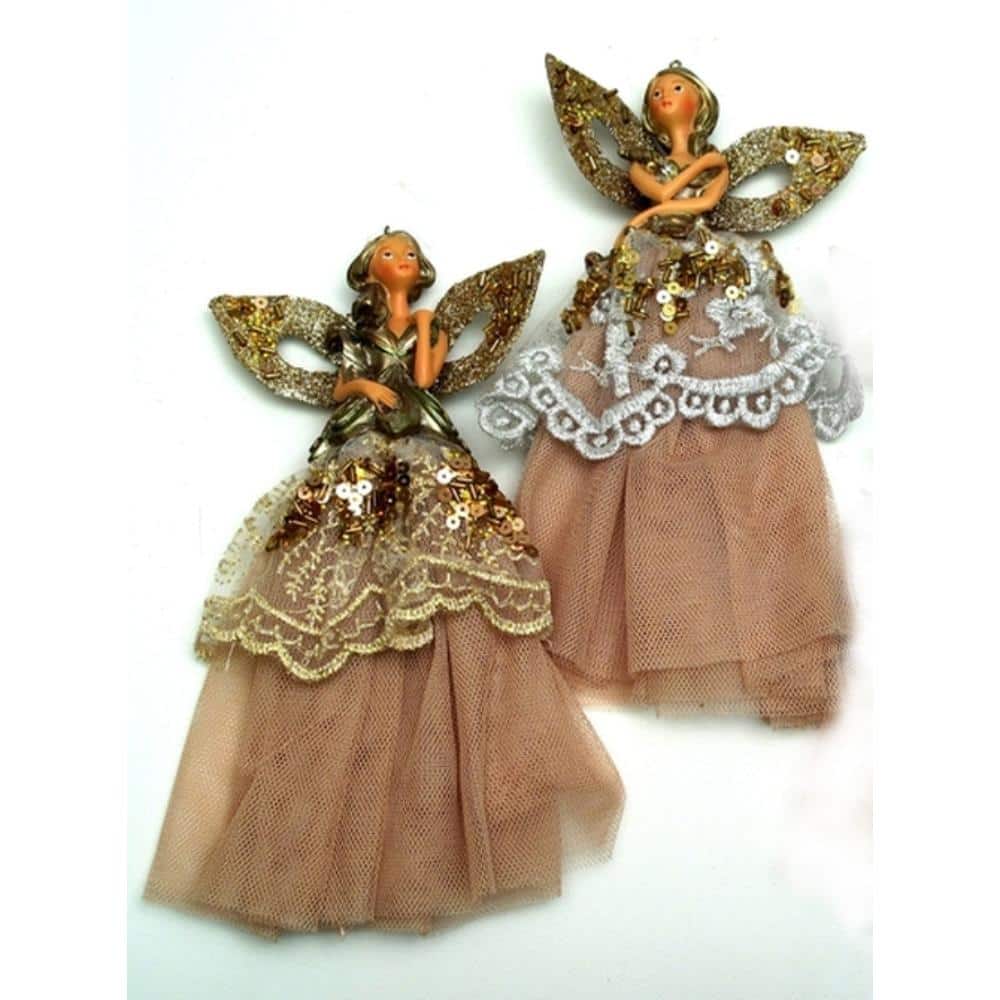 BreeBe - Elegant Lady with Gold Skirt Ornaments Set of Two - Multicolor