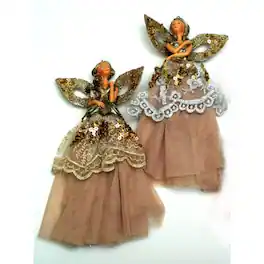 BreeBe - Elegant Lady with Gold Skirt Ornaments Set of Two - Multicolor