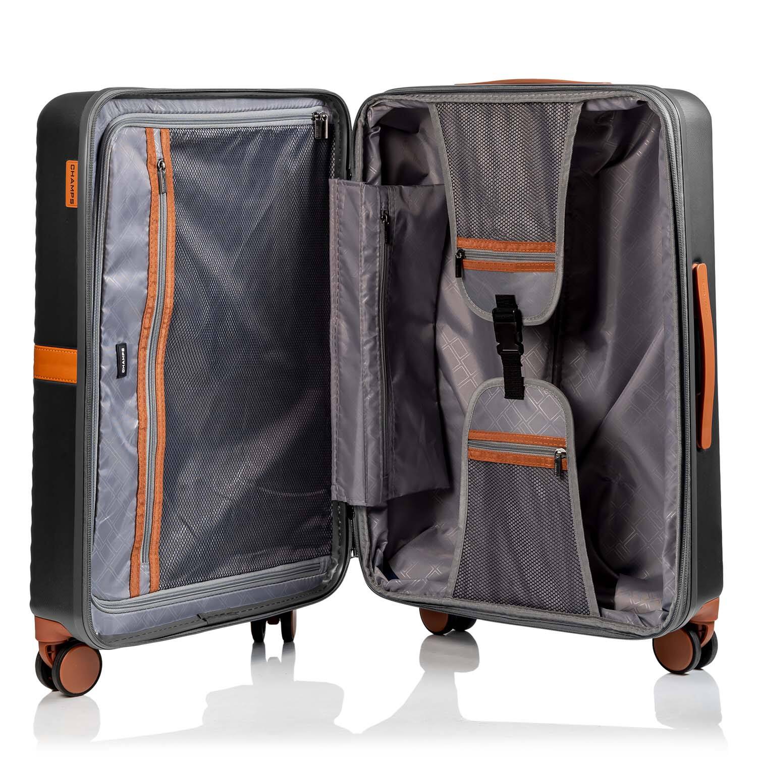 Back. Champs - Vintage II Collection Medium Luggage Case - Grey.