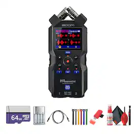 Zoom - H4essential 4-Track 32-Bit Float Audio Recorder, Memory Card 64GB, Bundle