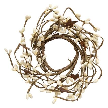 Front. BreeBe - Pip Berry Ring With Rusty Stars Ivory 2" - Ivory.