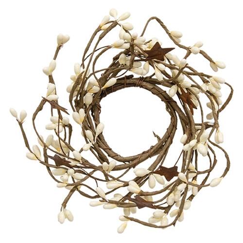 Front. BreeBe - Pip Berry Ring With Rusty Stars Ivory 2" - Ivory.