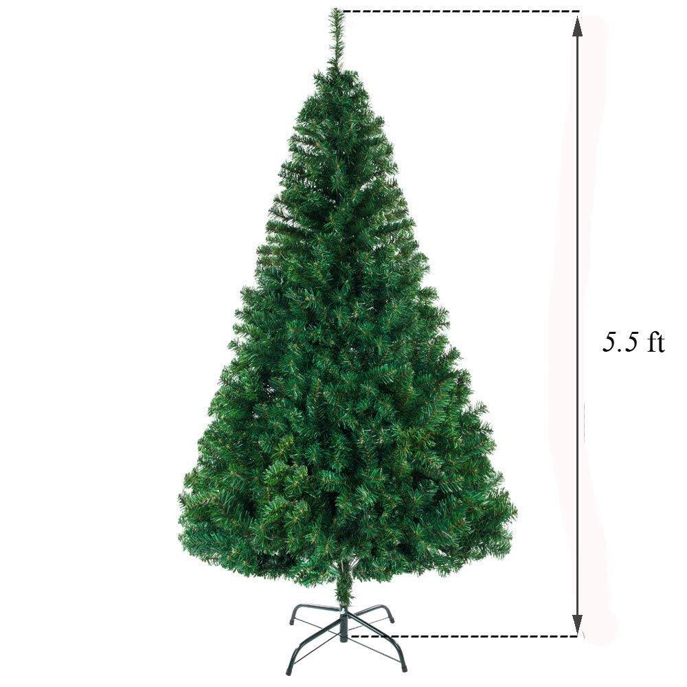 Alt View 1. Winado - 5.5FT Artificial Christmas Pine Tree Unlit with Branch, Sturdy Metal Stand for Outdoor Indoor Holiday Party Decoration - Green.
