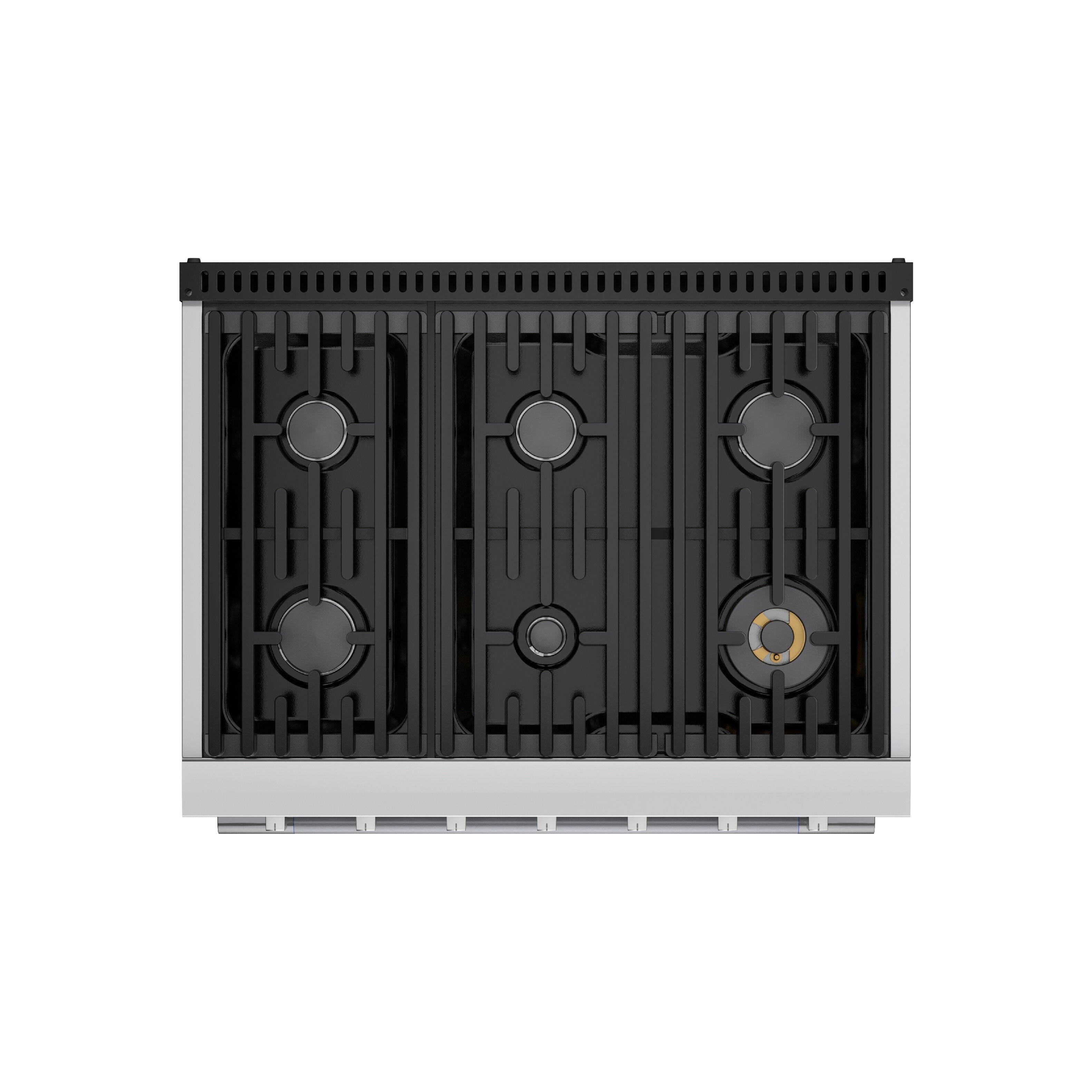 Alt View 6. Hauslane - HausPro 36 in. 6 Burners (20,000 BTU) Freestanding Dual Fuel Range in Stainless Steel with Convection Oven Silver - Stainless Steel.