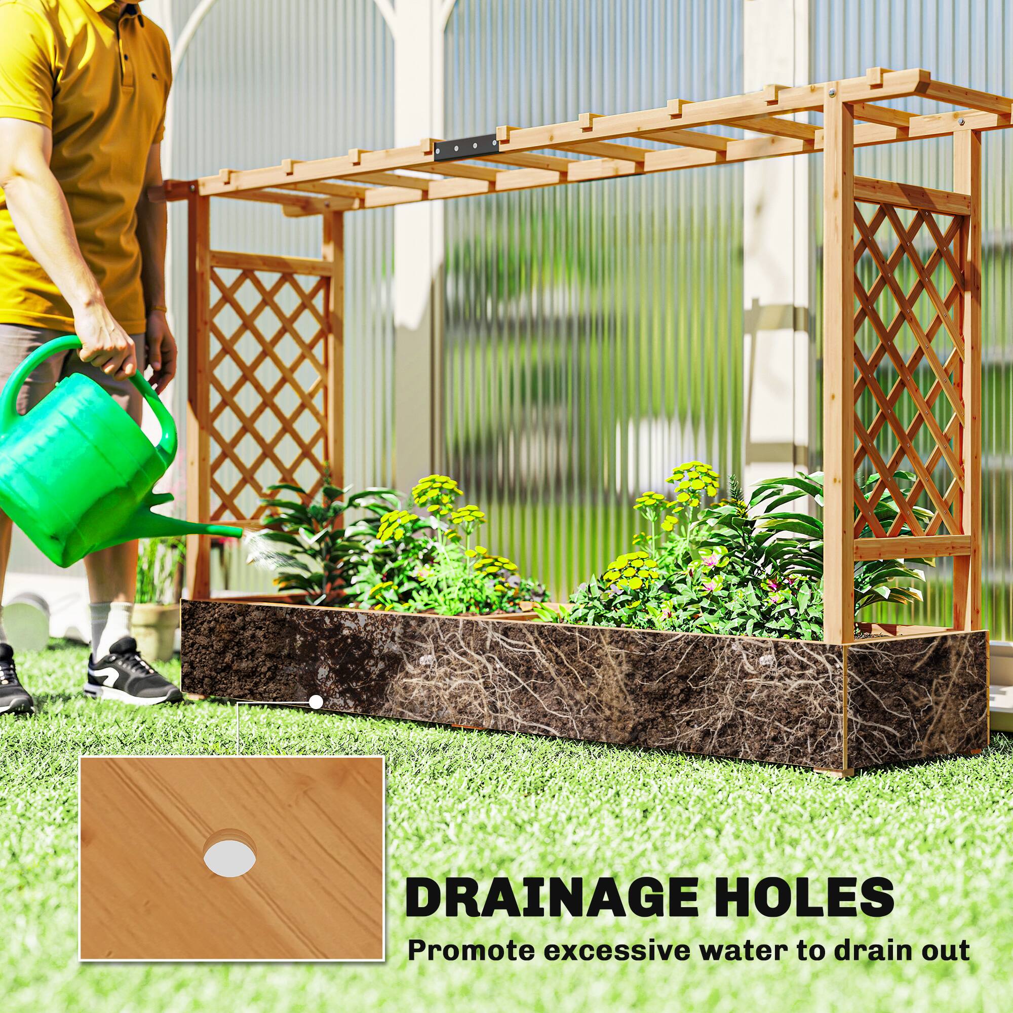 DRAINAGE HOLES  
Promote excessive water to drain out