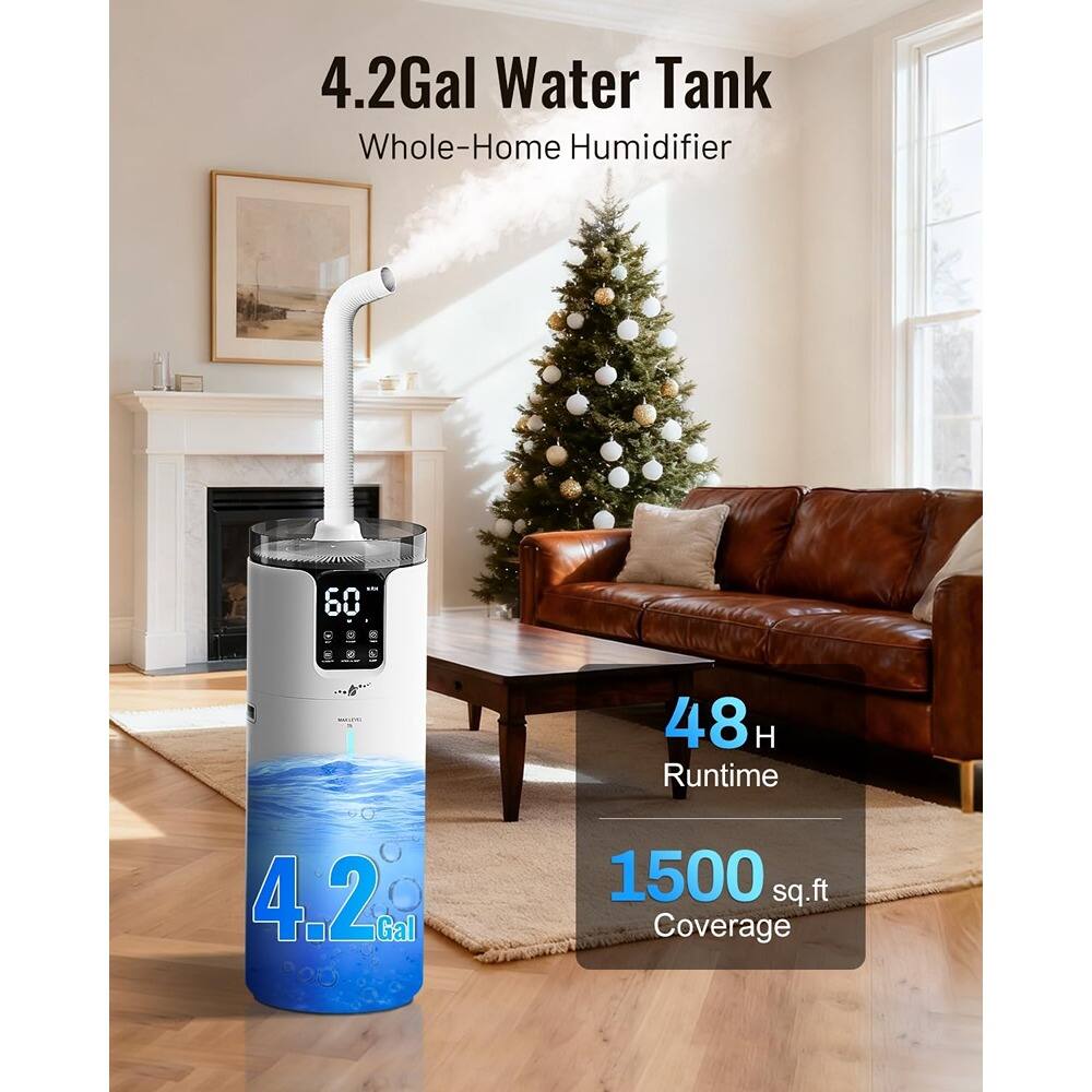 4.2 Gal Water Tank Whole-Home Humidifier

48 H Runtime

1500 sq.ft Coverage
