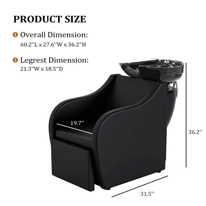 PRODUCT SIZE

1. Overall Dimension: 60.2"L x 27.6"W x 36.2"H

2. Legrest Dimension: 21.3"W x 18.5"D