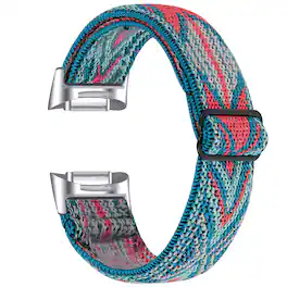 StrapsCo - Pattern Comfort Stretch Band Nylon Watch Strap For Fitbit Charge 6 - Woven Pattern 6