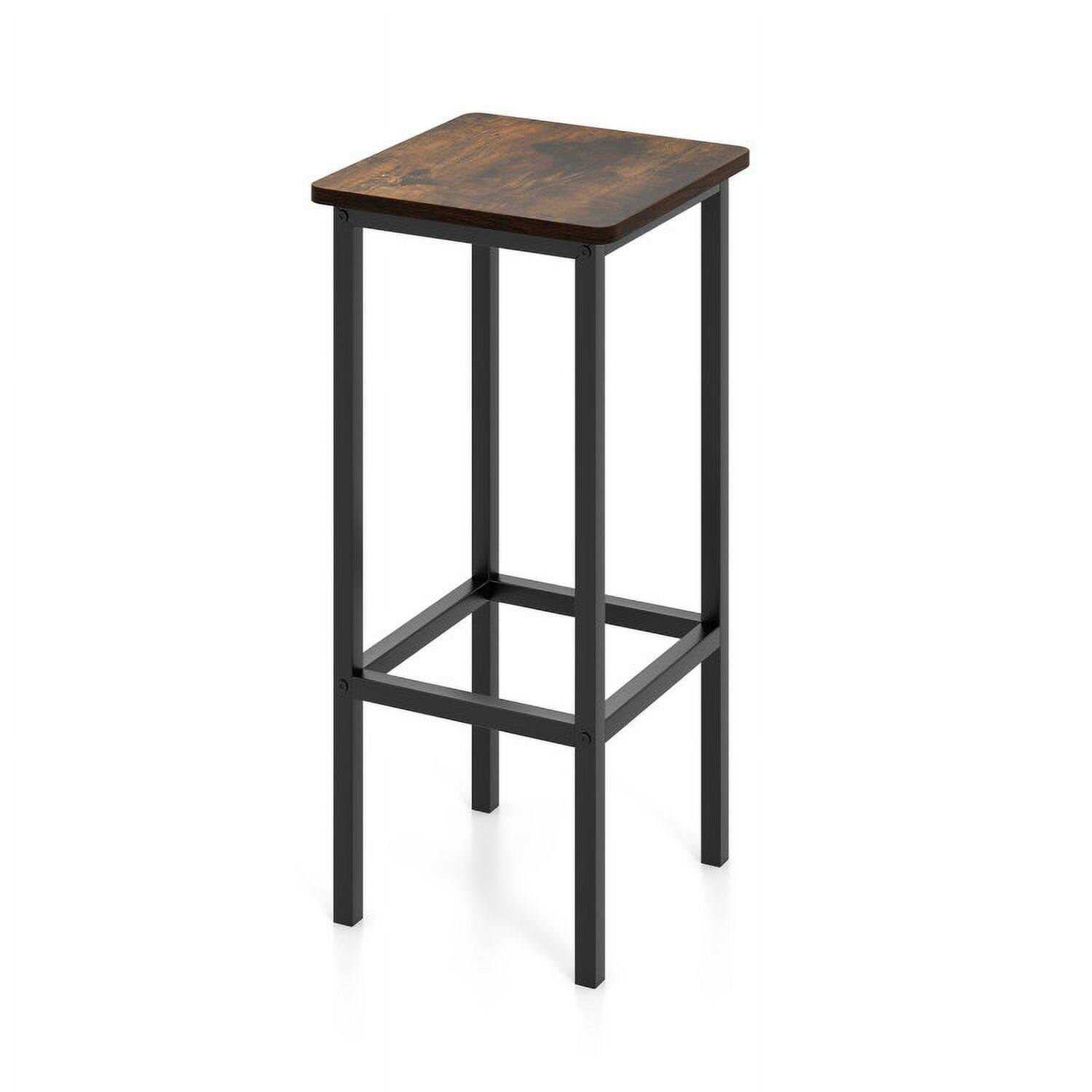 Alt View 2. Kadyn - 4-Pc Set Bar Stool Set 26 In Bar Chair with Metal Legs and Footrest-Rustic Brown, for Kitchen Island - Brown.